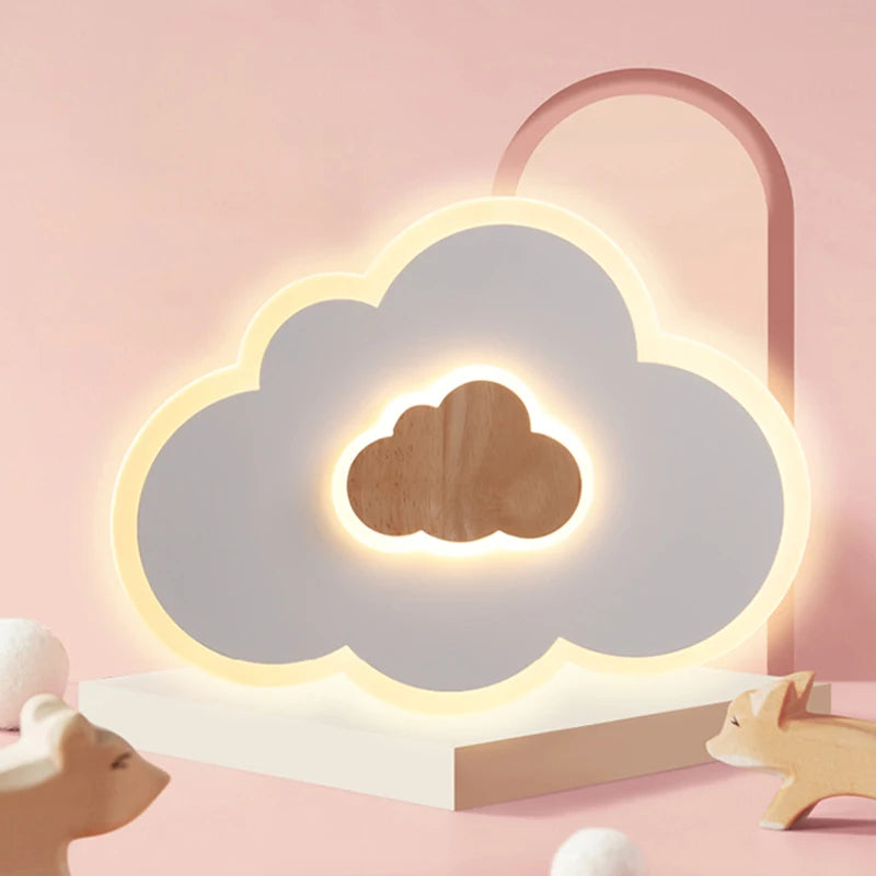 plafonnier led en bois dessin animé pour enfants - vue 5 sur 9
