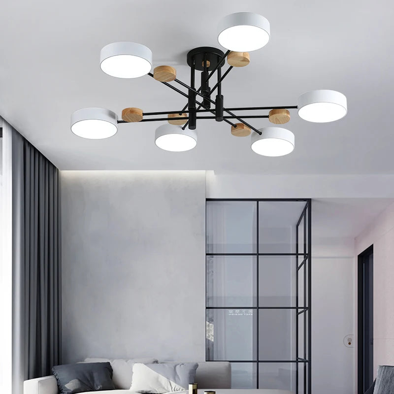 Contemporary nordic LED chandelier in minimalist wrought iron - vue 3 sur 15