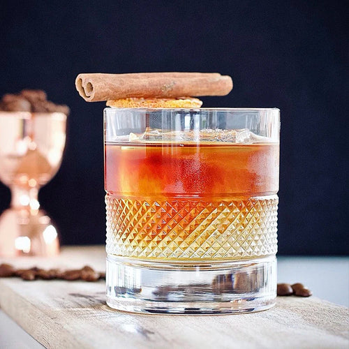 Verres whisky old fashioned motif relief élégant