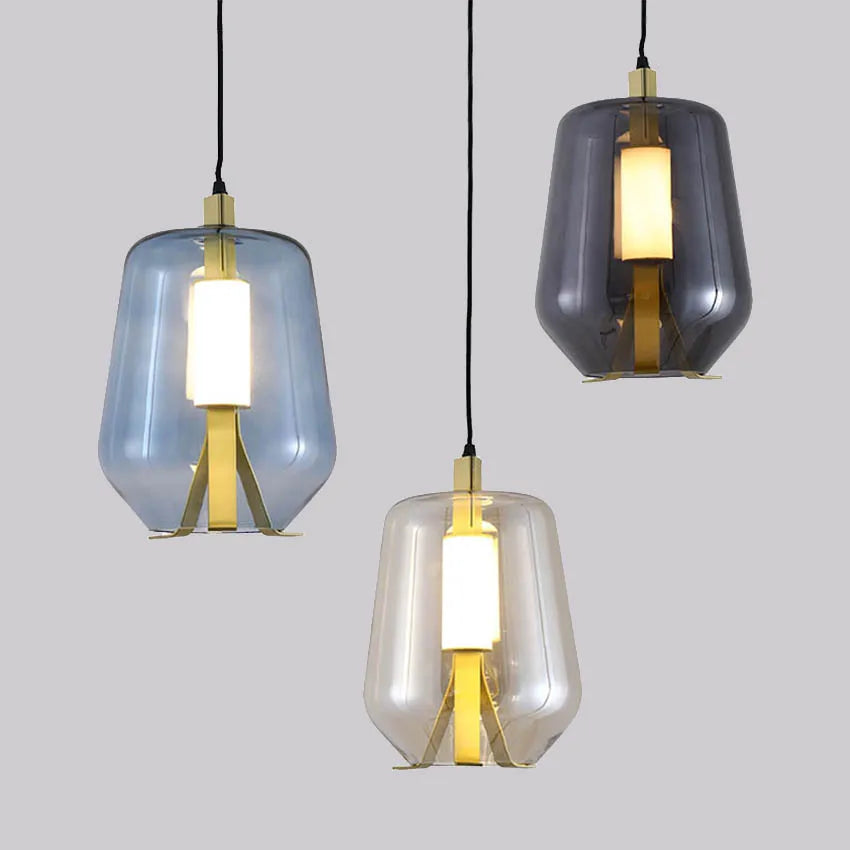 suspension vintage en verre design nordique créatif - vue 4 sur 10