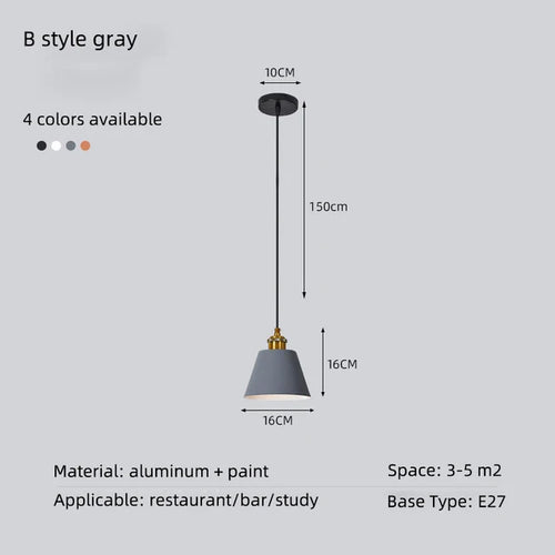Minimalist modern retro loft pendant light with lampshade for kitchen, dining room, bedroom, restaurant - vue 14 sur 22