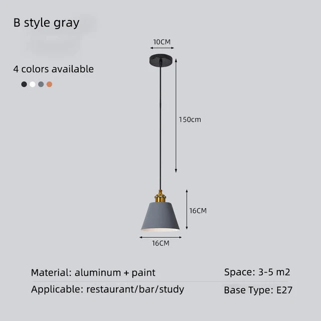 Minimalist modern retro loft pendant light with lampshade for kitchen, dining room, bedroom, restaurant - vue 13 sur 22