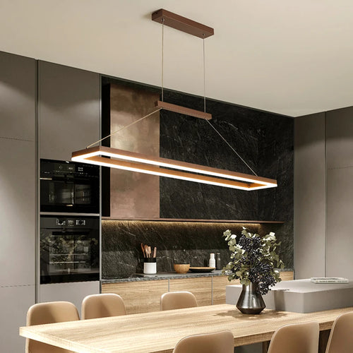 lustre moderne rectangulaire éclairage LED pour restaurant - vue 3 sur 8