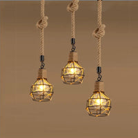 Handmade retro loft hemp rope pendant light