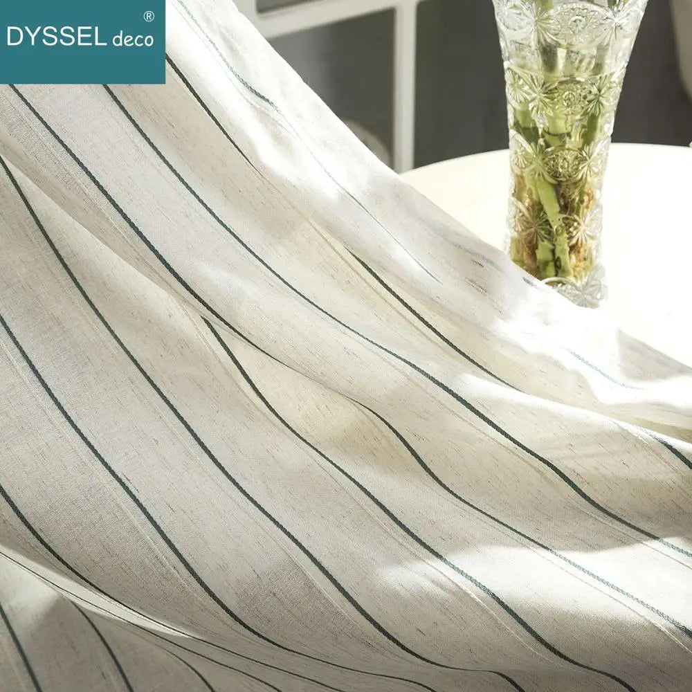 Rideau rayé style européen translucide pour salon chambre - vue 8 sur 9