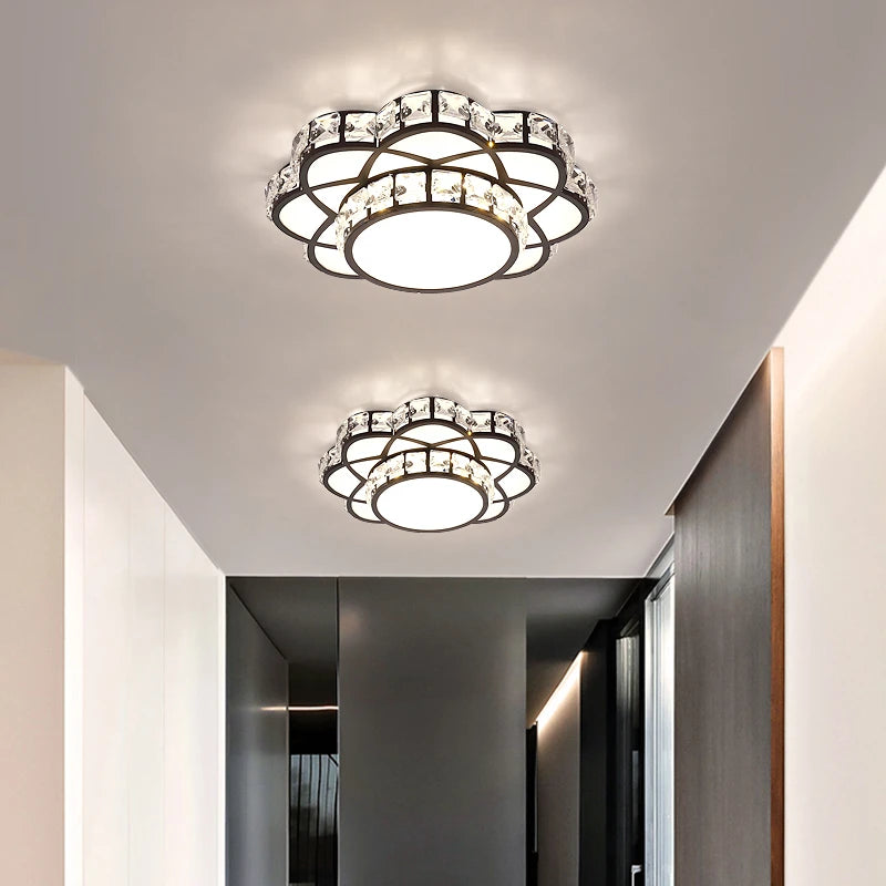 plafonnier en cristal led lustre de luxe fleurs éclairage décoratif - vue 4 sur 9