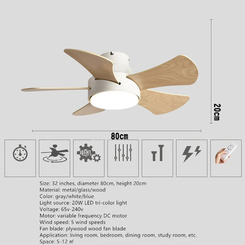 Ventilateur silencieux DC plafonnier ventilateurs de Loft avec lumière LED et lampes modernes à distance pour salon ventilateur de Hall lumières éclairage en bois - vue 7 sur 9