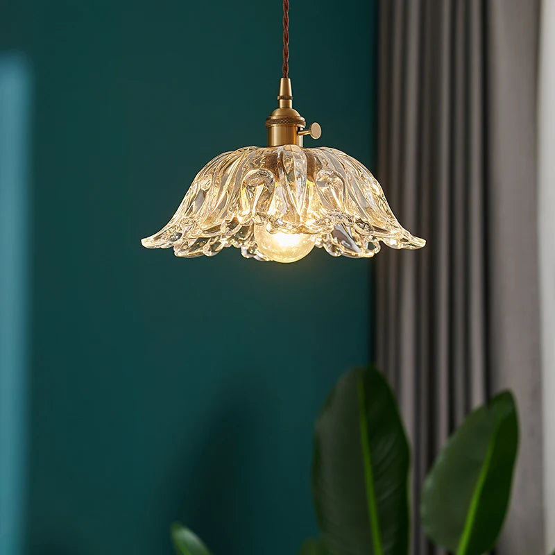 Lustre japonais en verre de laiton - vue 3 sur 23