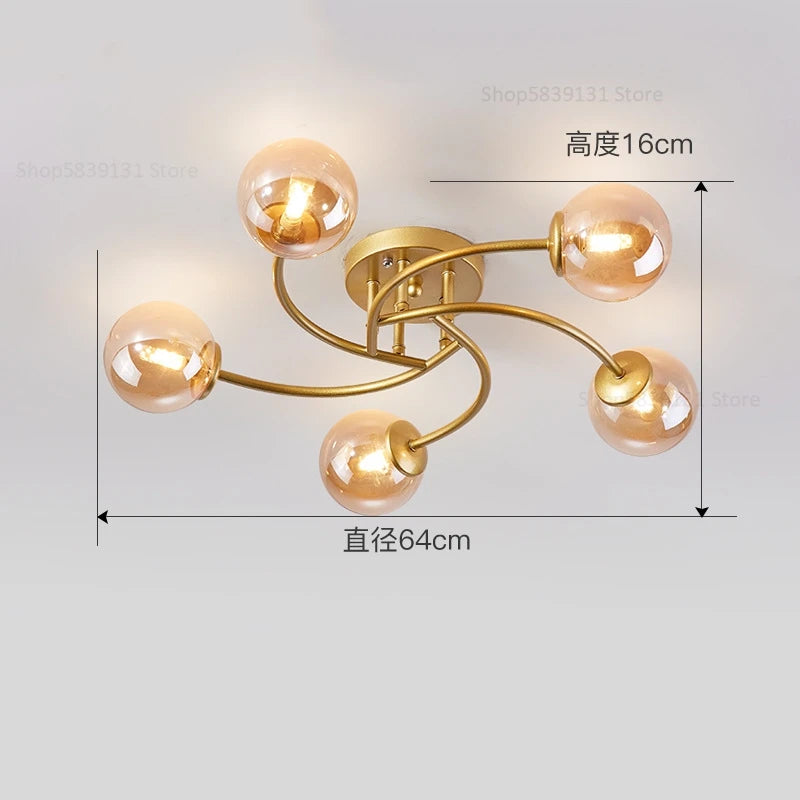 plafonnier nordique simple en verre avec led moderne - vue 11 sur 12