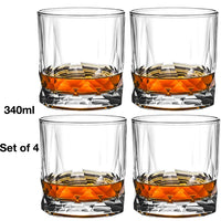 Lot 4 verres whisky old fashioned motif relief