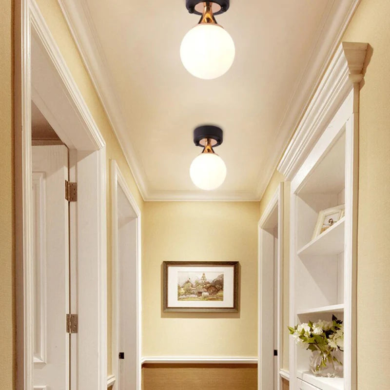 Plafonnier moderne boule nordique simple plafond moderne à LEDs lampe porche allée lumières foyer balcon vestiaire - vue 6 sur 6