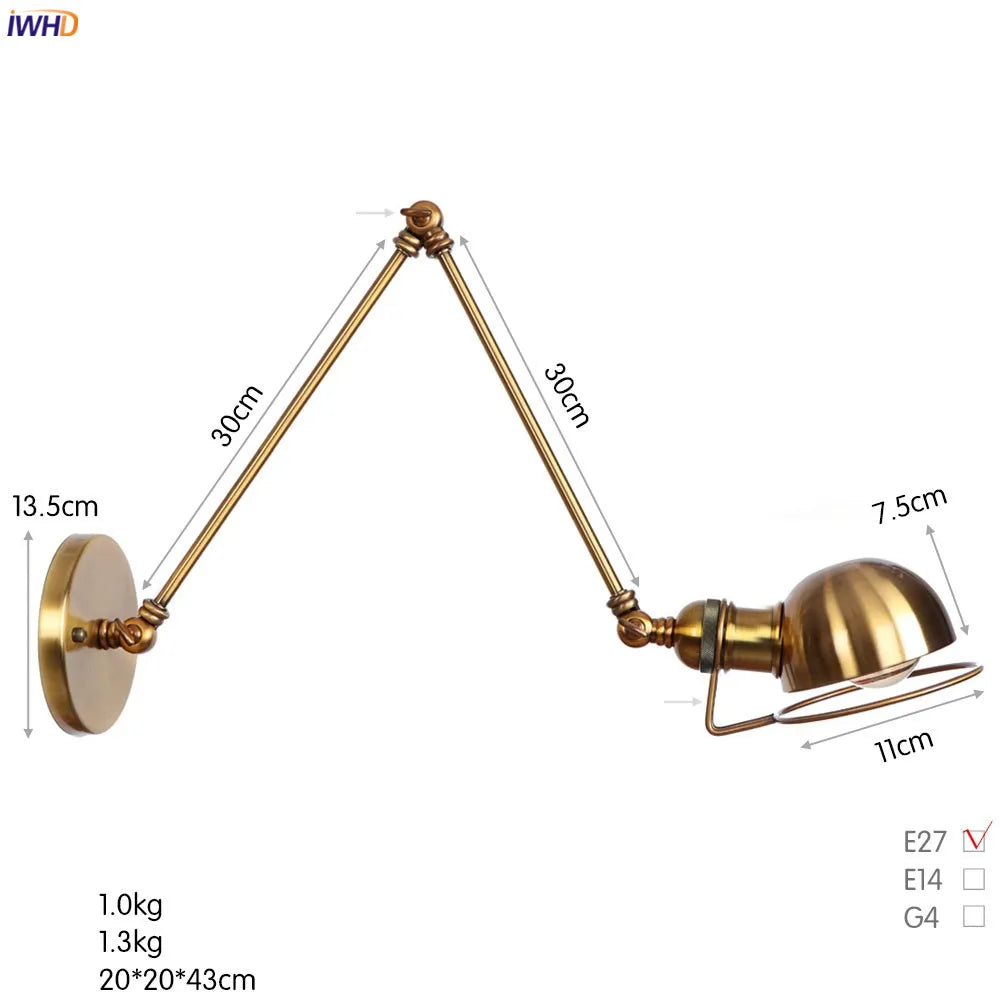 iwhd 2 heads vintage industrial loft LED wall light - vue 19 sur 21