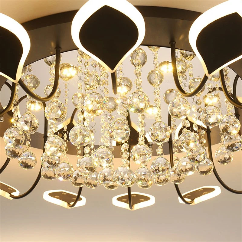 plafonniers modernes en cristal clair avec éclairage led terrestre - vue 6 sur 14