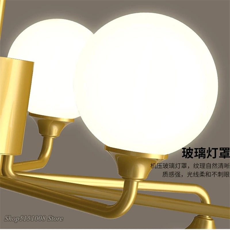 lustre verre led nordique salon lampe intérieur suspension branche - vue 6 sur 9