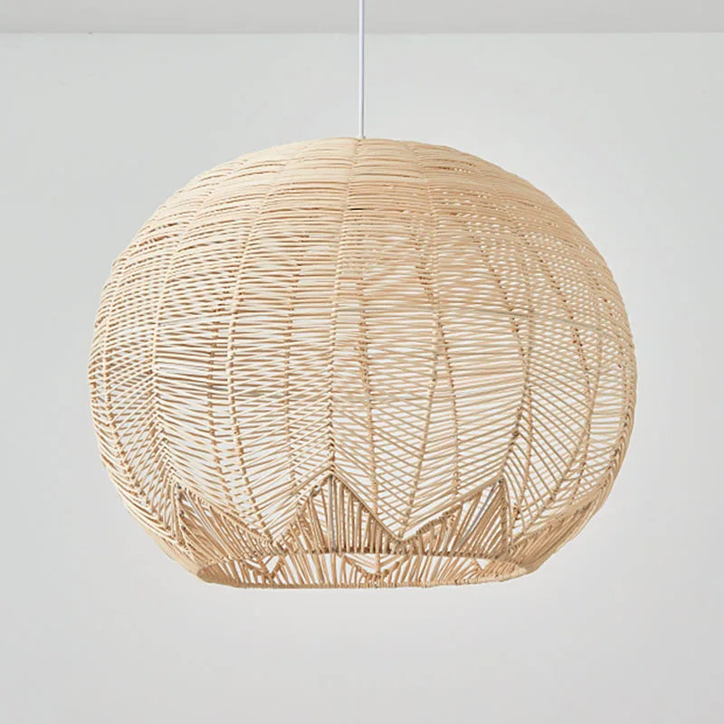Lustre boule en rotin fait à la main - vue 6 sur 11