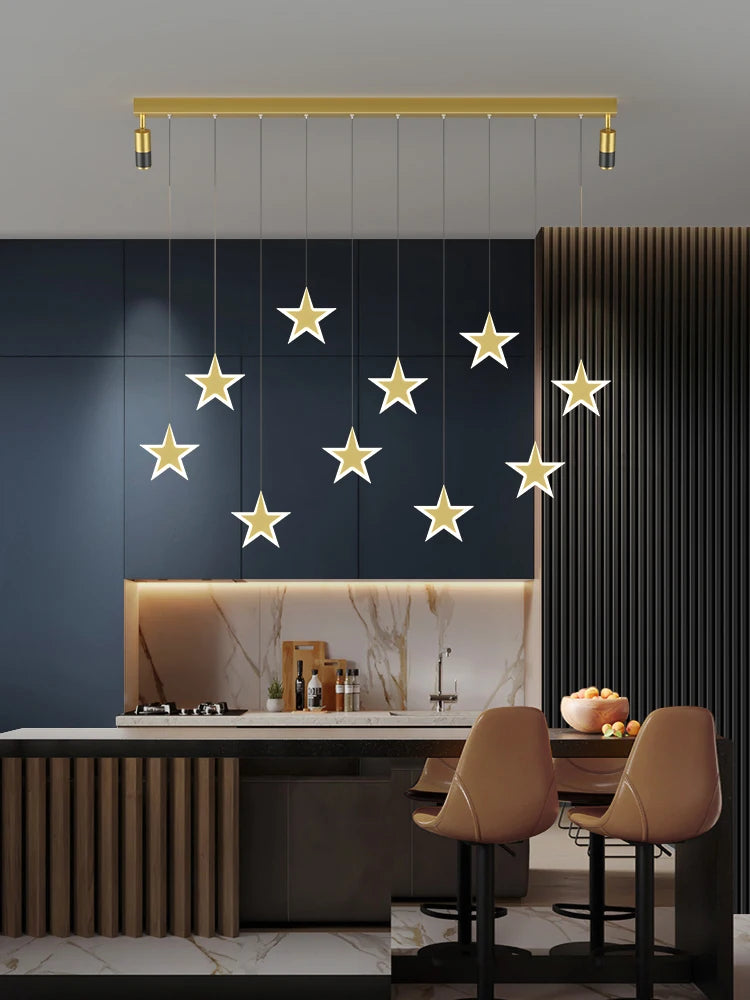 lustre de luxe moderne nordique étoile design led créatif - vue 6 sur 10