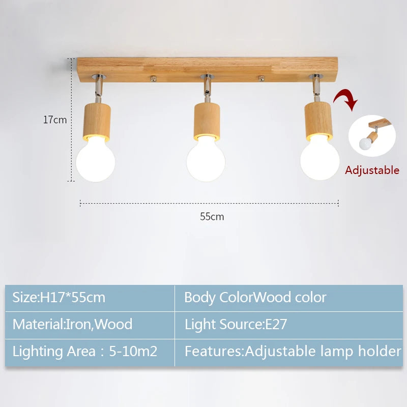 plafonnier moderne à leds en bois nordique pour intérieur - vue 7 sur 8
