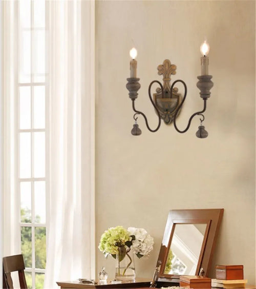applique murale en bois et fer style vintage industriel - vue 6 sur 10