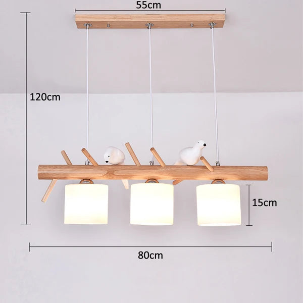 Nordique En Bois Massif PENDENTIF LED Lumière Salle à manger Plafond Lustre Chambre Salon Cuisine Éclairage Intérieur Luminaire - vue 8 sur 8