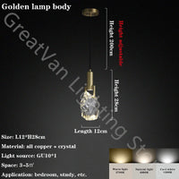lustre moderne minimaliste en cristal et cuivre luxueux