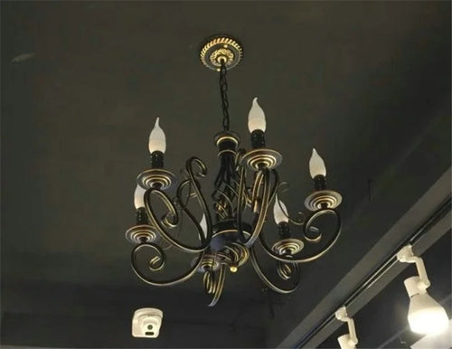 lustre en fer antique cristal rétro éclairage nordique décoratif
