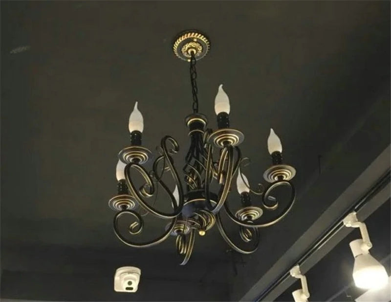 lustre en fer antique cristal rétro éclairage nordique décoratif - vue 7 sur 10