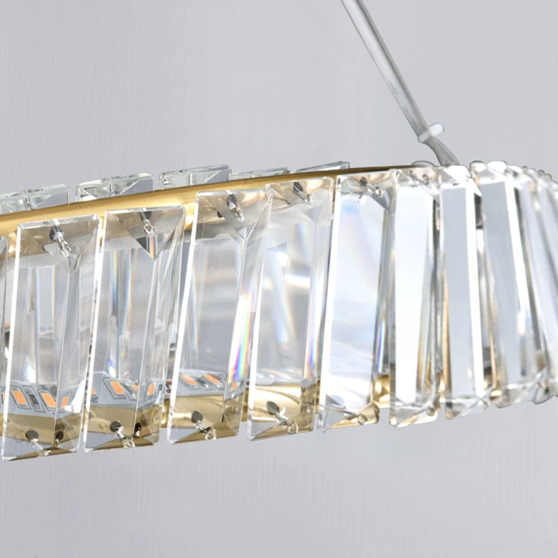 lustre moderne de luxe en cristal lampe annulaire suspendue - vue 4 sur 9