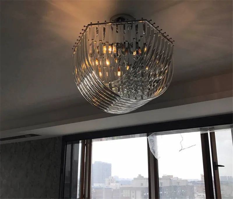 lustre suspendu en tube de verre courbé moderne - vue 6 sur 6