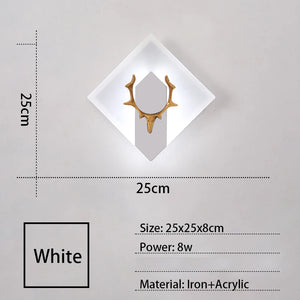 Modern decorative LED wall light in iron and acrylic