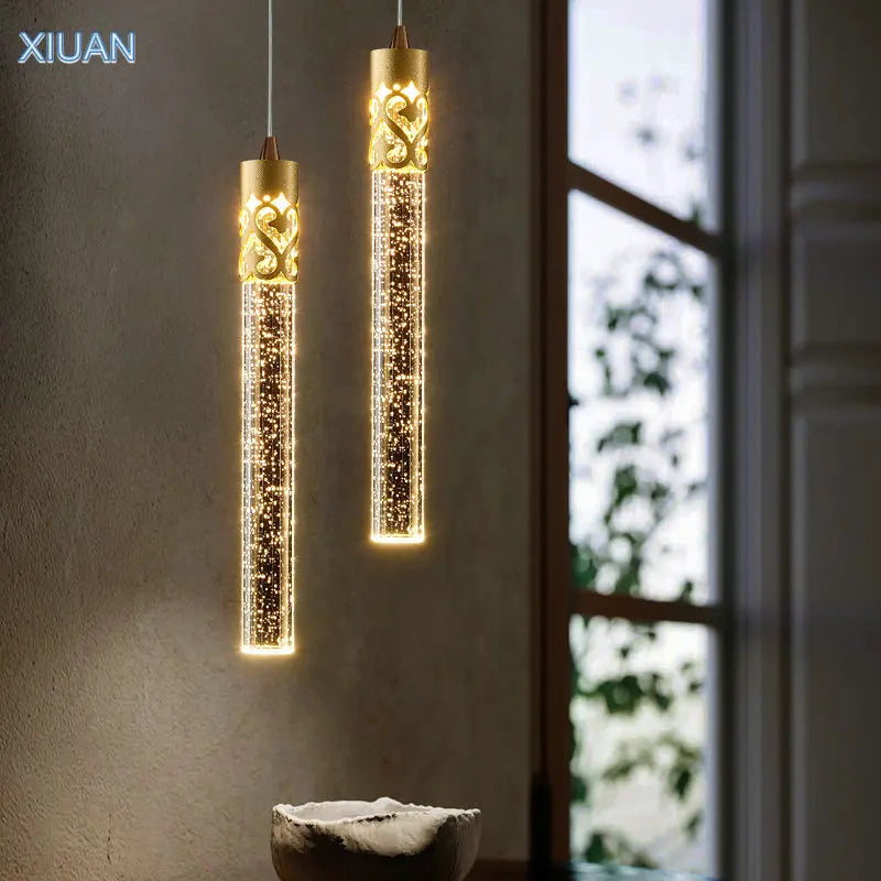 suspension en cristal de luxe avec télécommande pour chevet kistchen island led - vue 2 sur 14