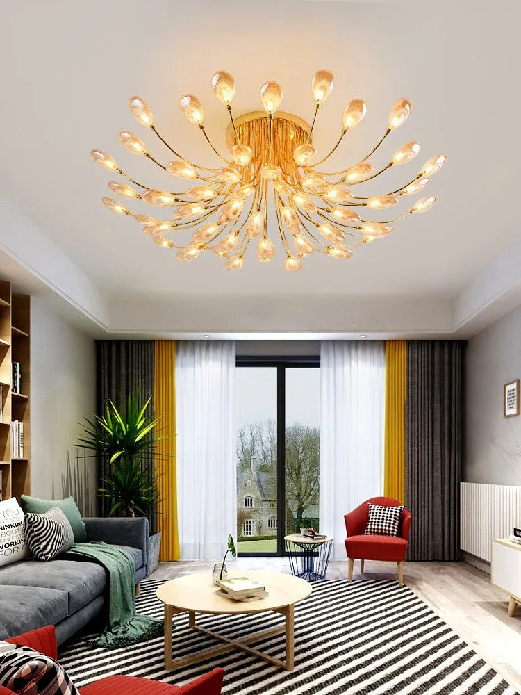 lampe nordique post-moderne luxueuse avec écran ouvert paon led - vue 2 sur 9