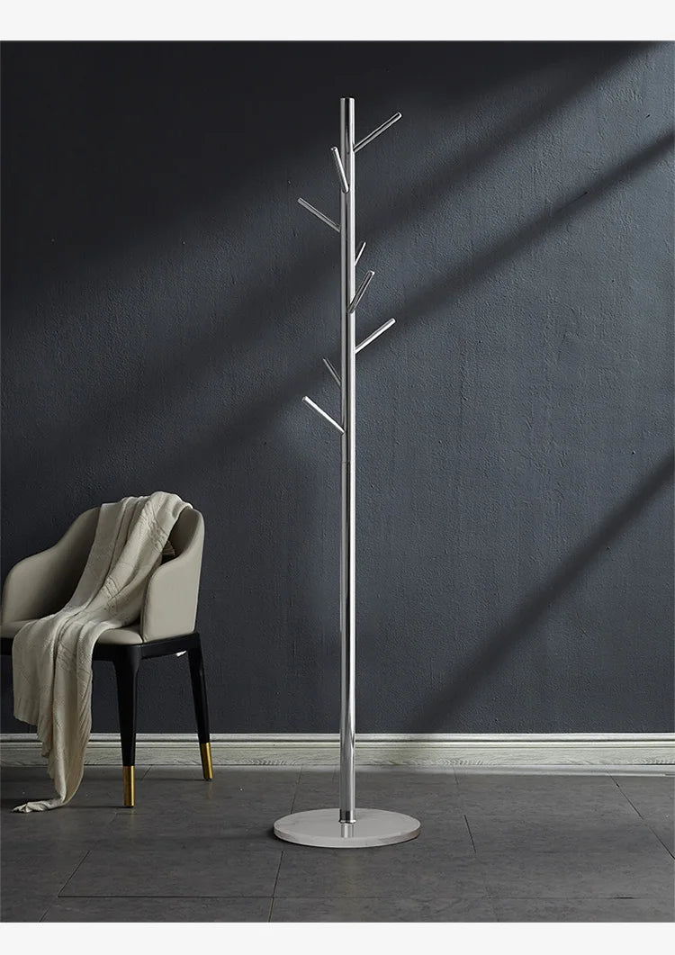 Stainless Steel Simple Modern Coat Rack, Nordic Light Luxury Hanger, Floor-Standing Bedroom Marble Hanger - vue 5 sur 11