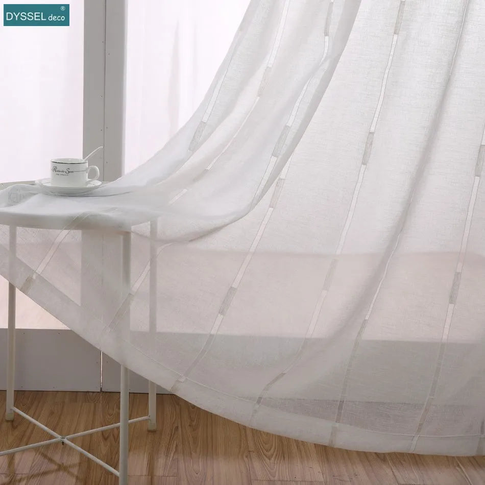 Voilage rayures style europeen moderne pour salon chambre