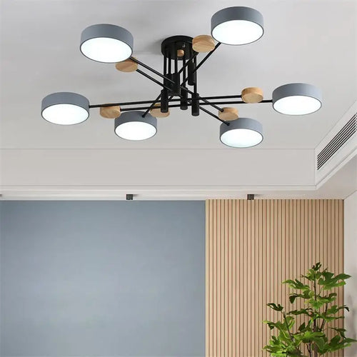 Contemporary nordic LED chandelier in minimalist wrought iron - vue 6 sur 15