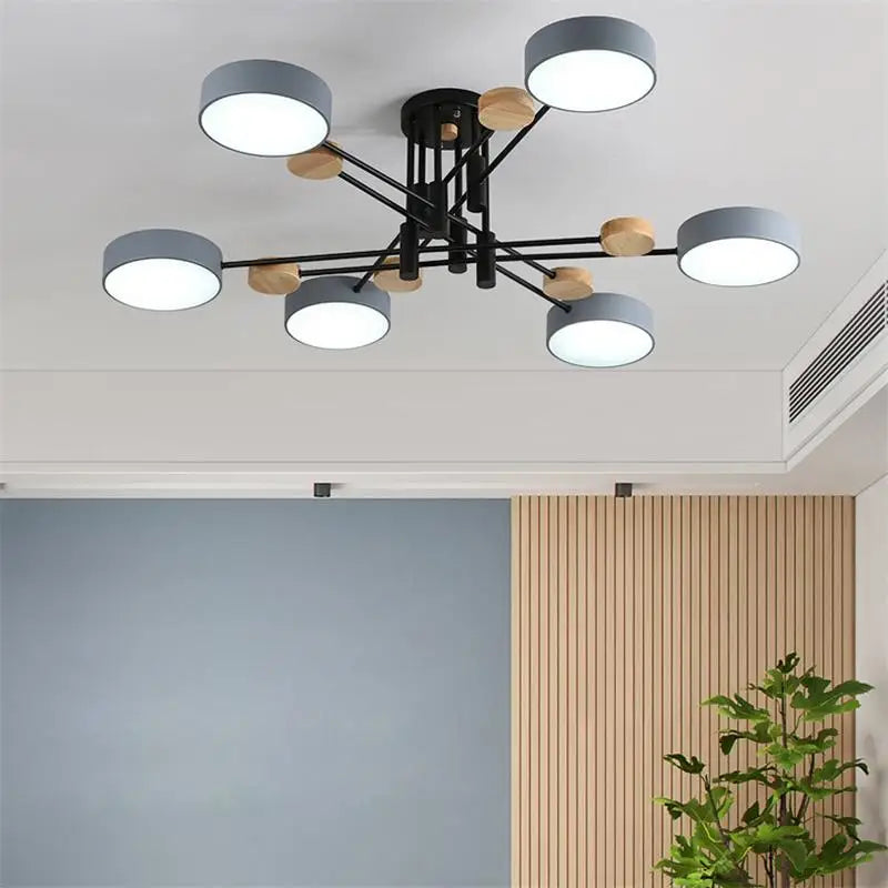 Contemporary nordic LED chandelier in minimalist wrought iron - vue 5 sur 15