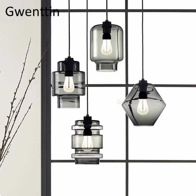 suspension moderne en verre teinté pour décoration intérieure - vue 7 sur 30