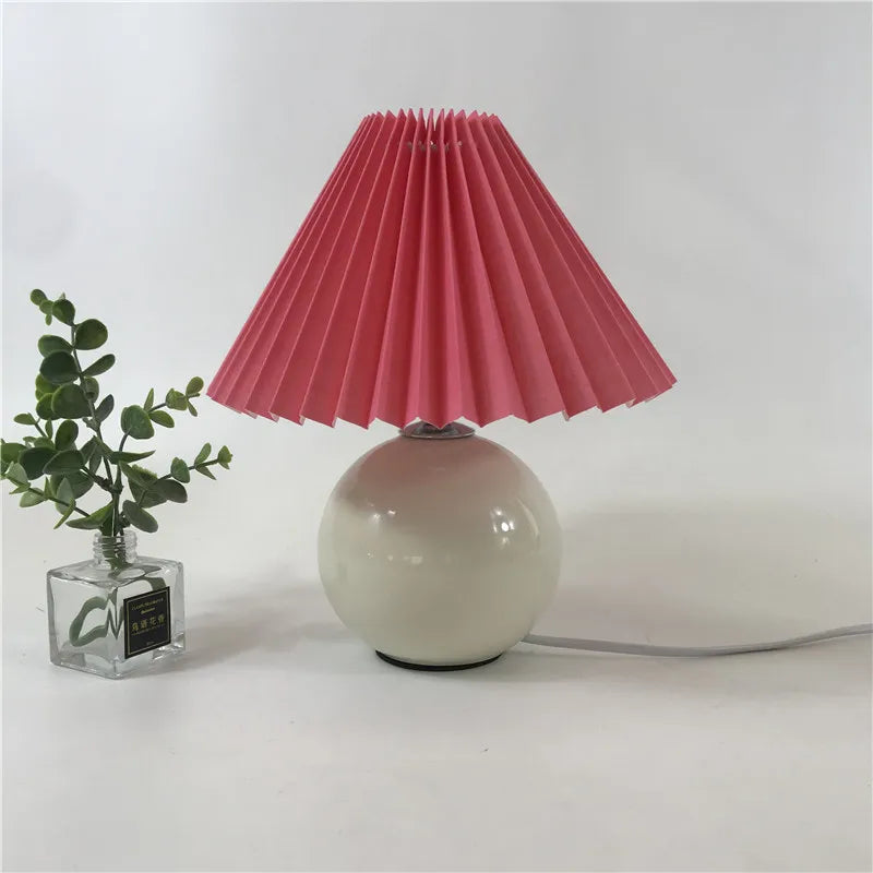 Lampe plissée bois rotin moderne LED bureau et table - vue 10 sur 21