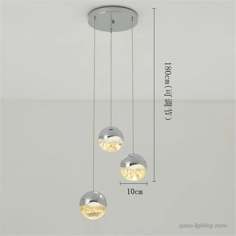 Modern glass pendant light for minimalist interior decor - vue 3 sur 9