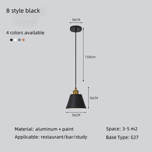 Minimalist modern retro loft pendant light with lampshade for kitchen, dining room, bedroom, restaurant - vue 13 sur 22