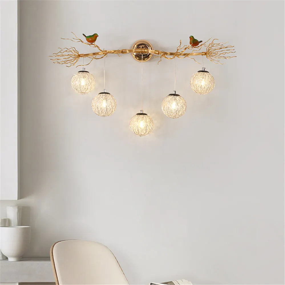 applique murale nordique en aluminium nid d'oiseau led romantique - vue 4 sur 11