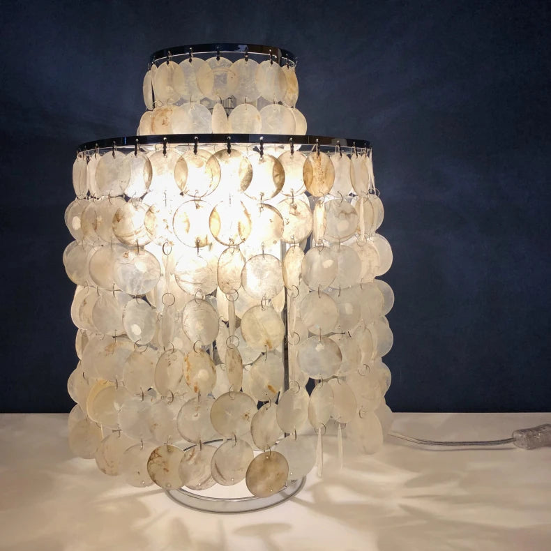 (80j - 5juin) Lampe à poser moderne LED avec plaques nacrées Loredi - vue 11 sur 10