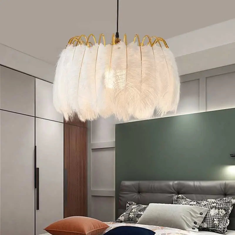 suspension moderne romantique en plumes pour décoration intérieure - vue 5 sur 8
