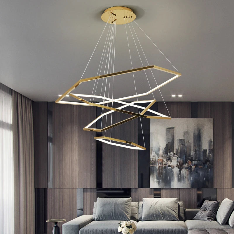 lustre led moderne en acier inoxydable pour intérieur créatif - vue 4 sur 8