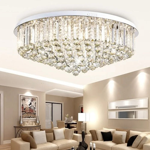 Modern minimalist flush mount K9 crystal chandelier - vue 6 sur 6