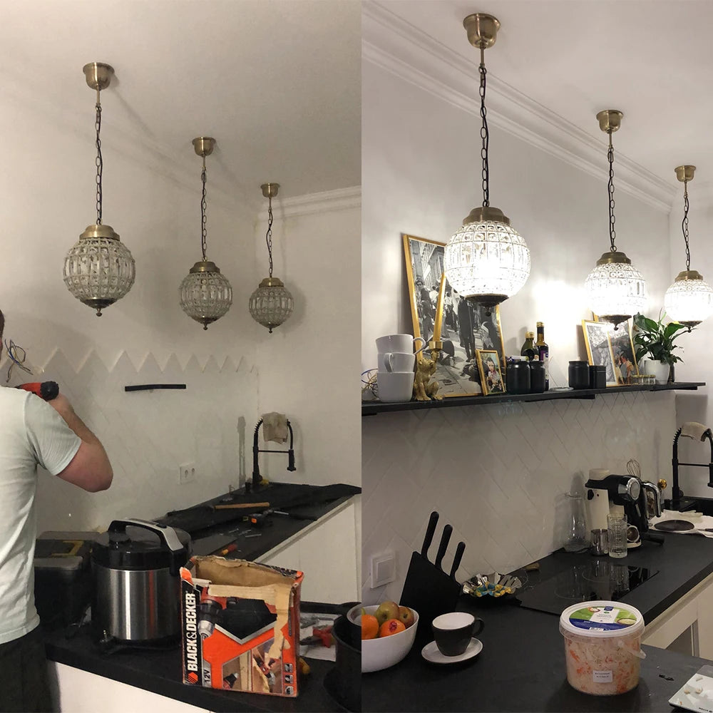 lustre moderne en cristal style empire vintage à led - vue 9 sur 10
