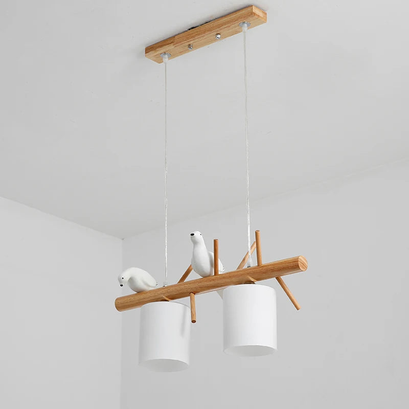 Nordique En Bois Massif PENDENTIF LED Lumière Salle à manger Plafond Lustre Chambre Salon Cuisine Éclairage Intérieur Luminaire - vue 5 sur 8