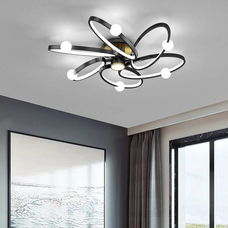 plafonnier led noir anneau maison décor luminaire - vue 3 sur 10