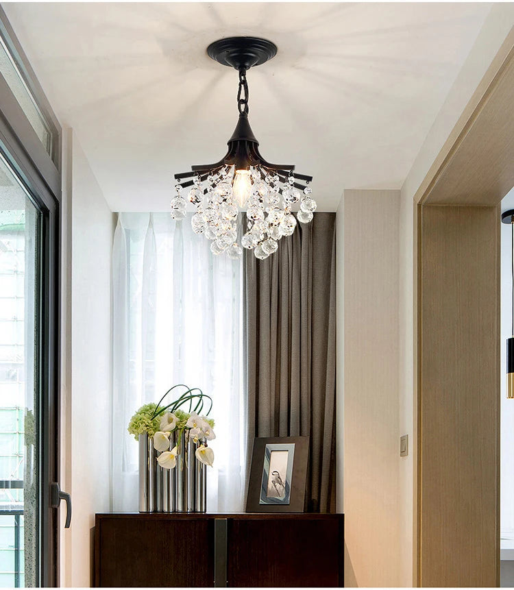 plafonnier led en cristal doré pour décoration moderne - vue 5 sur 22