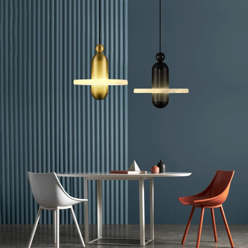 lampes suspendues led nordiques en marbre de luxe - vue 4 sur 10