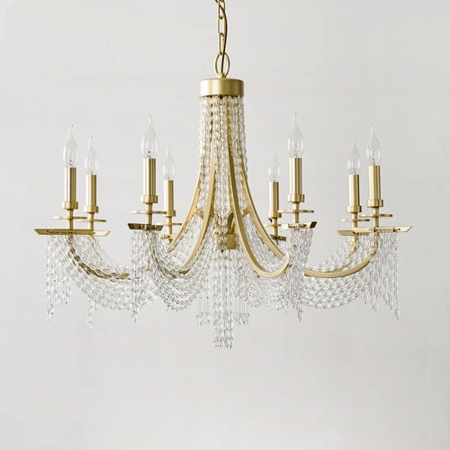 Modern nordic crystal chandelier with gold minimalist 6-ring design - vue 5 sur 9